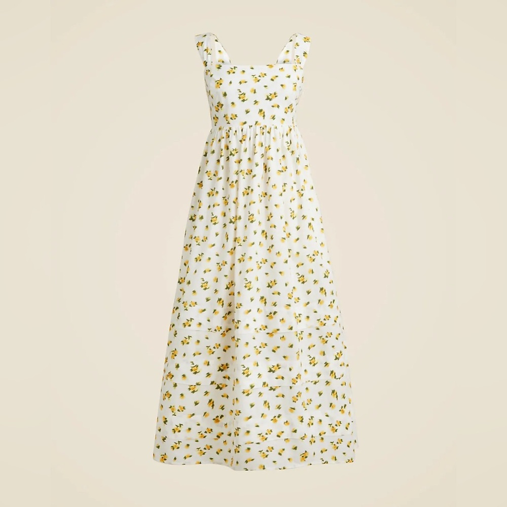 J. Crew White Dress with Yellow Floral Design